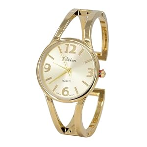 Blekon Collections Women’s Elegant Analog Quartz Watch – 33mm Case, Casual Metal Cuff Bangle Design, Adjustable Fit for 7-8 Inch Wrist Size