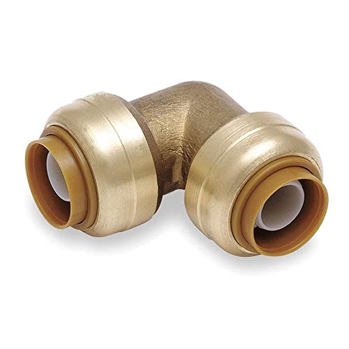 1/2 Inch Push To Connect Fitting 90 Degree Elbow for PEX, Copper, CPVC Pipe, Brass Plumbing Fitting with Stiffener, No Lead 10 in Pack