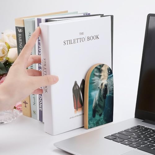Sujetalibros de madera para estantes con tapón de libros resistente y moderno 7
