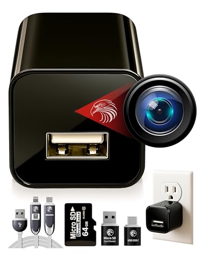 DIVINEEAGLE Plug-in Full HD Dome Camera - Premium Reliable 1080p Pet Cam with Motion Detection – Easy No-WiFi Setup & Data Protection – Ideal for Pet Nanny Use, with 64GB Card