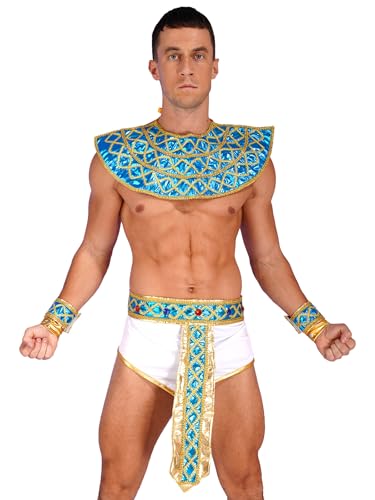 Linyuir Ägyptisches Kostüm Pharao Kleopatra Herren Damen Karnevalskostüm Halloween Fest Cosplay Outfit Rollenspiel Weiß M
