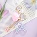 OKAICEN Pink-Purple Resin Alphabet Initial Letter Keychain Key Ring for Women Grils Purse Handbags with Faux Rabbit Fur Ball Pom('A')