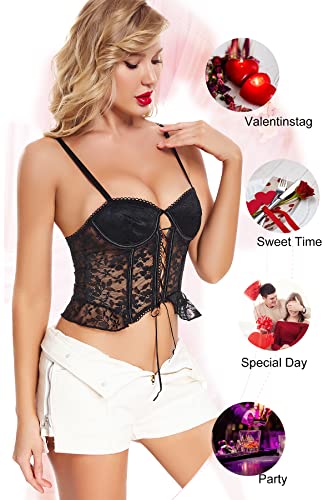 Adsexy Women's Lingerie Sexy Lace Casual Camisole Crop Tank Tops Floral Bustier Spaghetti Sheer Bralette Shoulder Adjustable #TOP3