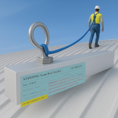 TATARLAILE Roof Anchors for Fall Protection, No Drill Roof Anchor, OSHA/ANSI Compliant Roof Safety Anchor, Lightweight Permanent fall protection anchor, Standing Seam Roofing Tools with 360° Swivel by TATARLAILE - Image 7