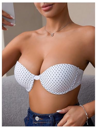 Image of RoseSeek Women's Strapless Underwire Push Up Front Closure Bra | Front Closure, Bandeau Bra, Tube Tops