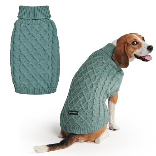 Spark Paws Knit Dog Sweater – Ultra Soft Warm Winter Dog Jumper for Small, Medium & Large Dogs – Stretch Fit Pet Sweater for French Bulldog, Pitbull, Girl & Boy Dogs Jacket, (Pine Green,2XL)