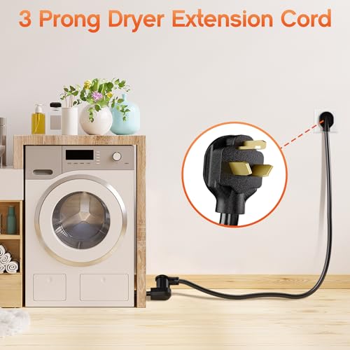 Deeklify 25 FT 3 Prong Dryer Extension Cord Outdoor Black, 30 AMP 10/3 Gauge Heavy Duty, NEMA 10-30P to 10-30R, Waterproof STW Jacket ETL Listed for Dryers & EV Charging by Deeklify - Image 6
