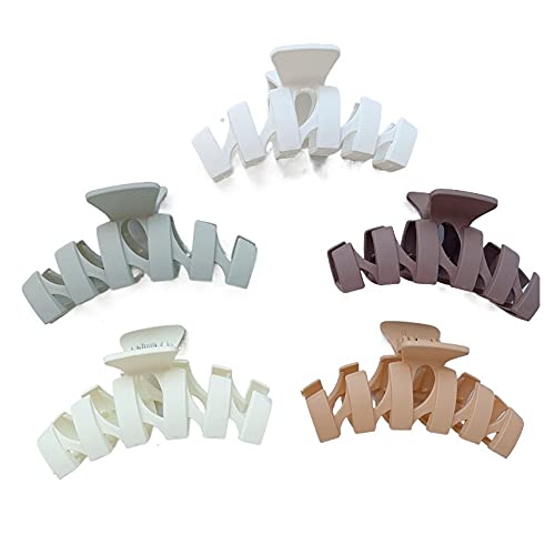 Hair Claw Clips Large Hair Claw Clips for Woman,5Pcs Nonslip Large Hair Clamps Matte Banana Clips Strong Hold Hair Clips for Thin Thick Hair Strong Hold Jaw Clip Hair Styling Accessories