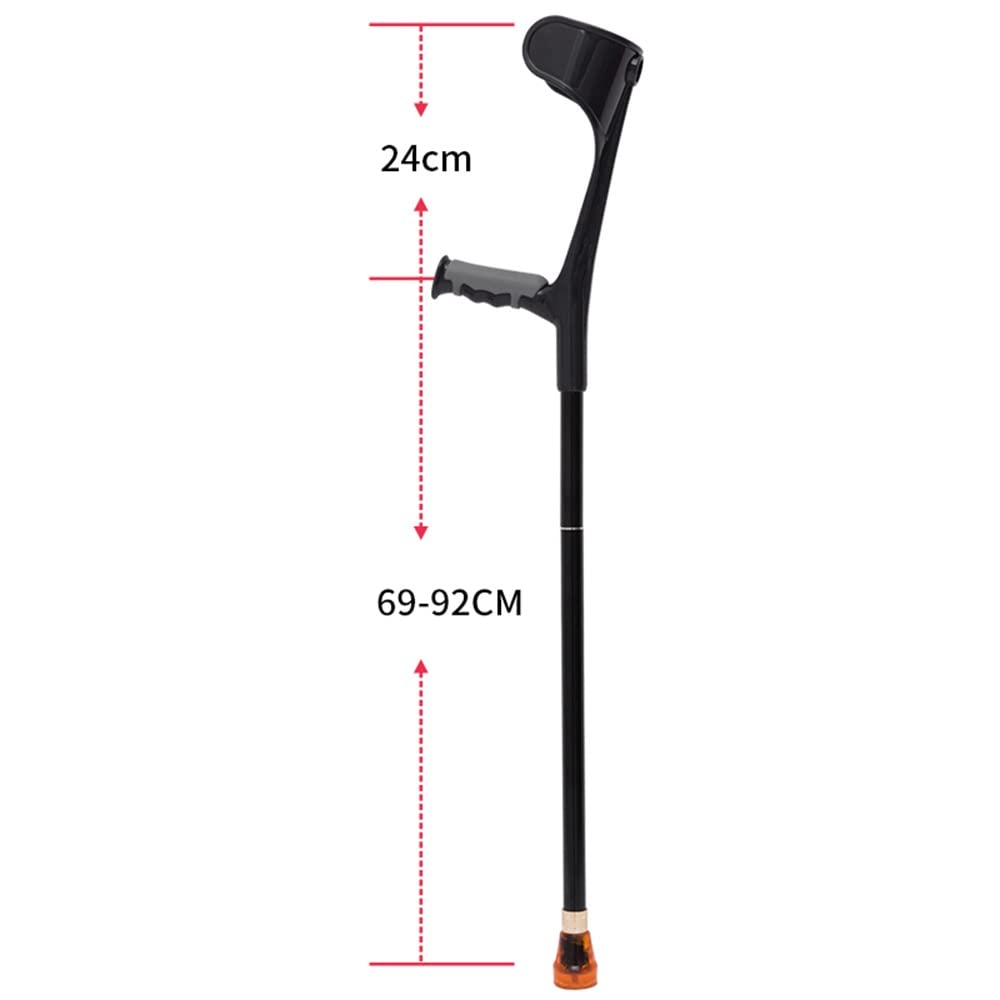 KADEUX Muletas De Aluminio para Adultos, Muletas Plegables para El Antebrazo Muleta De Viaje Muletas De Codo De Viaje, Muletas Juveniles Andador Portátil, Ajustable En Altura, Negro (Color : Black)