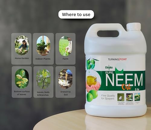 Image of Chipku Pure Cold Pressed Water Soluble Neem Oil 5Ltr With Free Spray Gun Concentrate For Plants & Garden For Indoor And Outdoor Removes Aphids Fungus Thriphs Mildew For Making 1000 Neem Spray Bottles