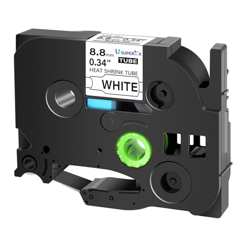 Image of USUPERINK 20PK Compatible for Ptouch HSe-221 HSe221 HS-221 HS221 Black on White 8.8mm 0.34'' Heat Shrink Tubing for Wire Cable for PT340 PT330 PT350 PT520 PT530 PT540 Label Maker Tape