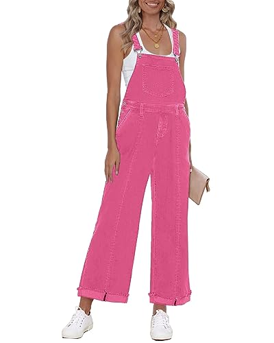 Vetinee Baggy Overalls Women Overalls Denim Jumpsuit Baggy Jumpsuits For Women Hot Pink Size Medium Size 8-10