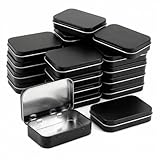 QWORK® 20 piezas latas rectangulares de metal con bisagras, caja pequeña, 95 x 60 x 20 mm, negro