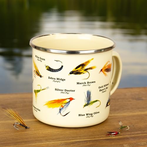 Gift Republic Fly Fishing Enamel Mug, Outdoor Camping Cup, 500 ml Metal Coffee Cup, Angling Fishing Enthusiast Gift Idea Lure Design - Image 6