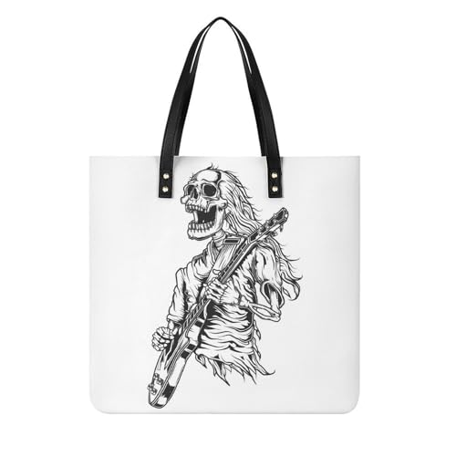Tote bag guitare squelette : sac à bandoulière femme idéal pour le voyage et les cours