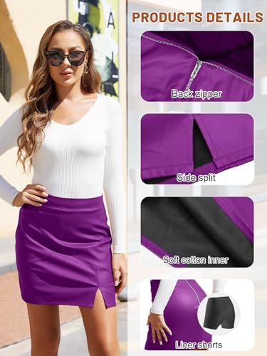 Image of We1Fit Womens Fuax Leather Skirt High Waisted Bodycon Pencil Mini Skirts with Shorts