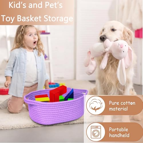 Poschnor Baby Gift Basket with Gift Bags and Ribbons, Empty Cotton Basket, Toy Storage for Baby and Pet, 12X 8 X 5 inch, Purple. — view 5