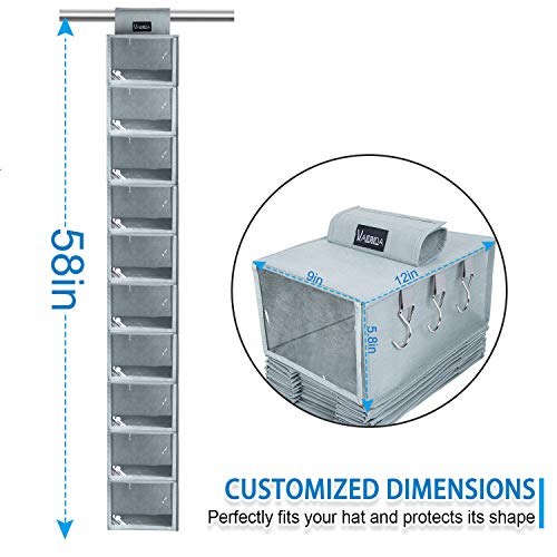 VAESIDA Hat Rack - 10 Shelf Upgraded Version Hat Organizer for Closet with Dust Shield & Side Mesh Storage Pockets - Hat Holder & Hat Racks for Baseball Caps