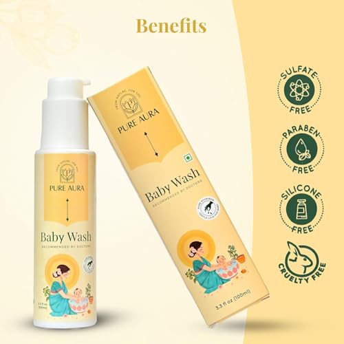 Image of Pure Aura Baby Body Wash 100ml - Doctor Recommended Ayurvedic Baby Wash with 12 Natural Herbs | Tear-Free, Gentle Hydration for Newborns & Kids
