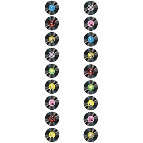 2 Pack Vinyl Record Banners Record Party Garland Vintage Record Colorful Paper Banner for 50s 60s 70s Rock and Roll Music Birthday Party Supplies Baby Shower Party Favor Home Indoor Wall Decorations Cover