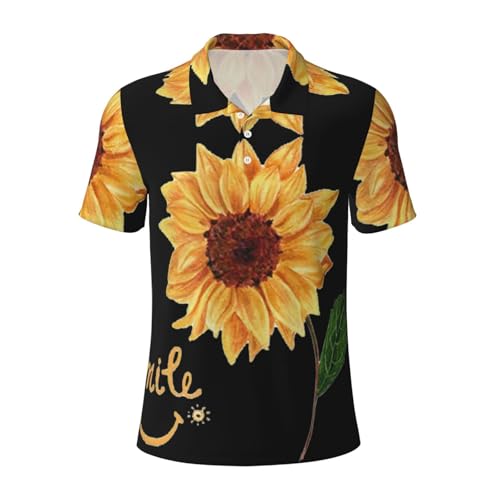 Polo de golf style décontracté chic à manches courtes et motif tournesol