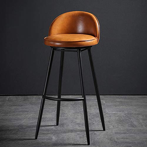 GSKD Taburete giratorio de piel sintética para comedor con respaldo alto sin respaldo con reposapiés, redondo, altura 65 cm, 75 cm, 1 paquete