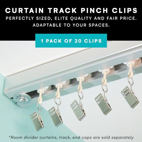 Room/Dividers/Now Curtain Track Pinch Clips - Curtain Rail Ceiling Gliders Set - Plastic Body and Wheels with Steel Pinch Clips - Glider Pinch Clips for Curtains (Pack of 5)