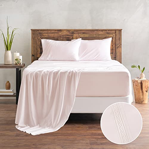 Chanasya Ultra Soft Blush Pink Queen Bed Sheets Set 4-Piece - Percale Microfiber Hypoallergenic - Fitted Sheet Flat Sheet And Pillow Cases - Deep Pocket Breathable Wrinkle Resistant (Queen) Tan Pink #TOP1