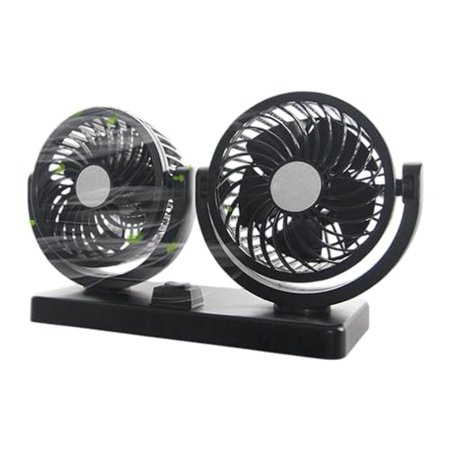 Ventilador de doble cabeza, ventiladores de autos que soplan aire frío,Fans USB para dentro del auto | 360 grados rotativos, circulación de aire del vehículo, dispositivo de enfriamiento automático pa