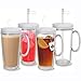 USA Made Clear Thermal Mug with Handle, Lid & Straw - Set of 4 - Double Wall Insulated- USA Made Acrylic - 16 oz.