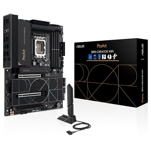 ASUS ProArt Z890-Creator WiFi - Placa Base ATX, 16+2+1+2 etapas de Potencia, PCIe 5.0 Compatible con GPU de última generación, Dos Thunderbolt 5 Tipo-C, LAN de 10 GB y 2,5 GB, WiFi 7, 5 Ranuras M.2
