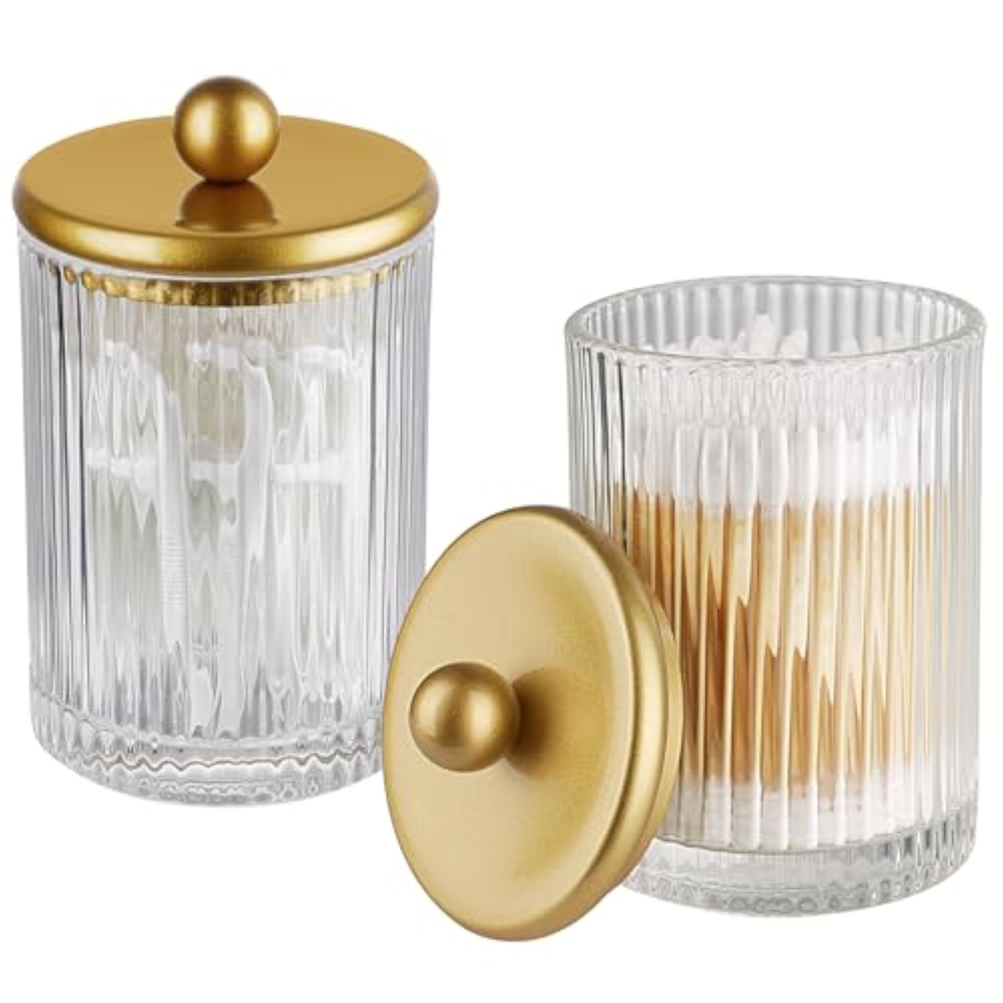 Apothecary Glass Jar, Bathroom Organiser for Qtips and Cotton Swabs