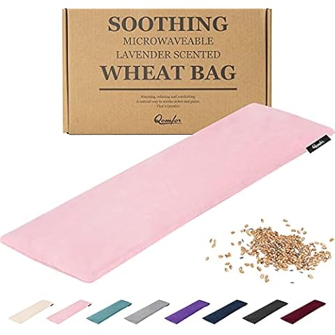 Qomfor Microwave Heating Pad - Large Microwavable Wheat Bag Heat Pack for Neck and Shoulders, Pain Relief, Back Pain, Arthritis, Period Cramps - Reusable Lavender Heating Pad (Pink) Cover