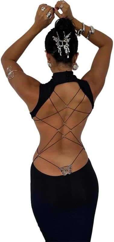 Women's Solid Color Sexy Backless Bowknot Dress Party Cocktail Long Dresses