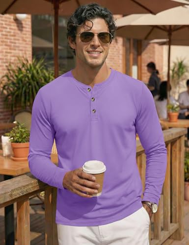 Image of MAGNIVIT Men's Long Sleeve Henley Shirts Cotton 3-Button Spring Casual T-Shirts Solid Color Soft Basic Tops 2026