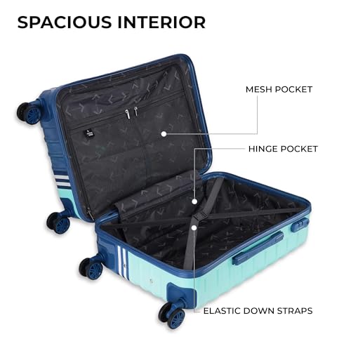 Image of Nasher Miles Vegas Hard-Sided Polycarbonate Check-in Luggage 28 inch | 75cm | 8 Wheels Large Trolley Bag for Travel | Suitcase (Teal & Dark Blue)