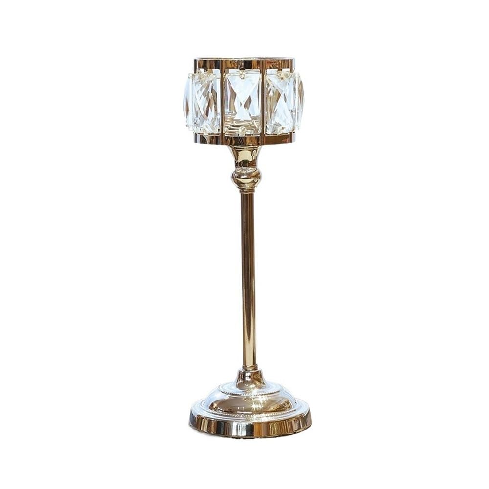 Candlestick Holder Simple Iron Glass Candlestick Modern Table Decoration Ornaments Candle Holder(Silver,Large)