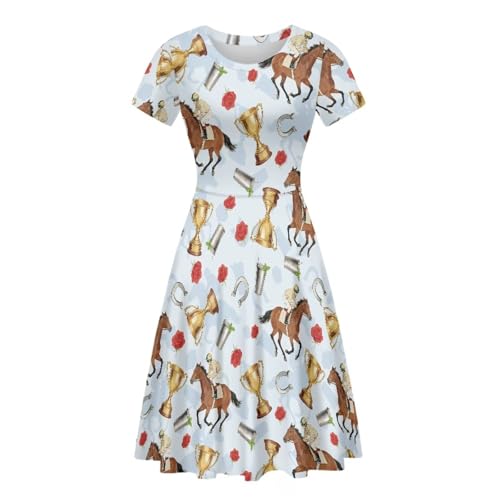 Image of AFPANQZ Womens Casual Summer Lightweight Vintage Dress Short Sleeve Midi Dress Knee-Long Luxury Formal Dress
