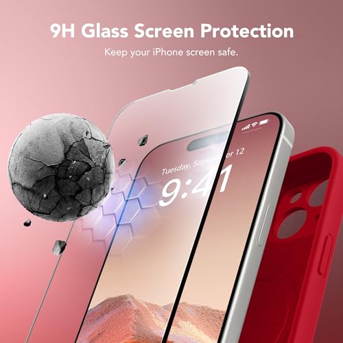 Image of Magnetic for iPhone 15 Plus Case, Compatible with MagSafe, [Full Camera Protection][Screen Protector] Silicone Shockproof Protective Phone Case for iPhone 15 Plus 6.7 inch, Red