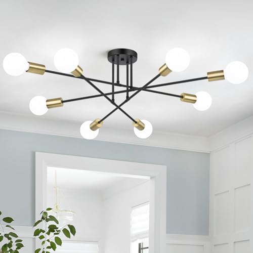 Modern Sputnik Chandelier 8-Light Industrial Ceiling Lights Fixture 32" Black