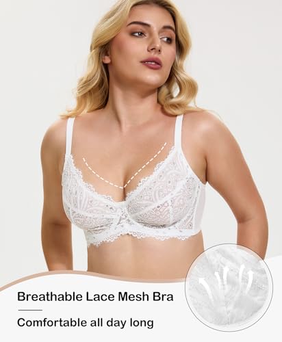 Minimizer Bras for Women Full Coverage Embroidered Lace Unlined Underwire Bras for Large Breasts4