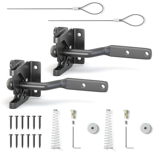 2 Stück Gartentorfalle Set, Gartentor Schloss, Selbstverriegelnde Torschloss, Türriegel, Automatischer Kabelzug Zaunschloss, Geeignet für Gartenzäune, Tiergehege, Innentüren und Fenster (Schwarz) 2 Stück Gartentorfalle Set, Gartentor Schloss, Selbstverriegelnde Torschloss, Türriegel, Automatischer Kabelzug Zaunschloss, Geeignet für Gartenzäune, Tiergehege, Innentüren und Fenster (Schwarz)