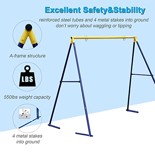 Yorovent HS-SS01-YTBL 550Lbs Swing Stand A Frame Heavy Duty, 71 Inch Height Full Metal Swing Frame,Anti-Rust And All Weather Resistance,Suit Saucer Swing,Swing Chair thumb #1