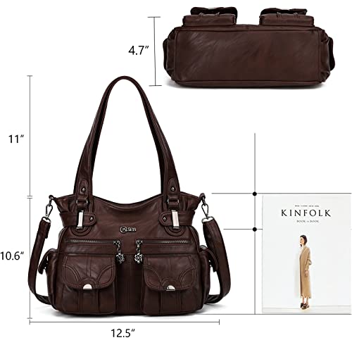 Image of KL928 Women's Large Purses Handbags PU Leather Multi-Pocket Shoulder Bag | Large