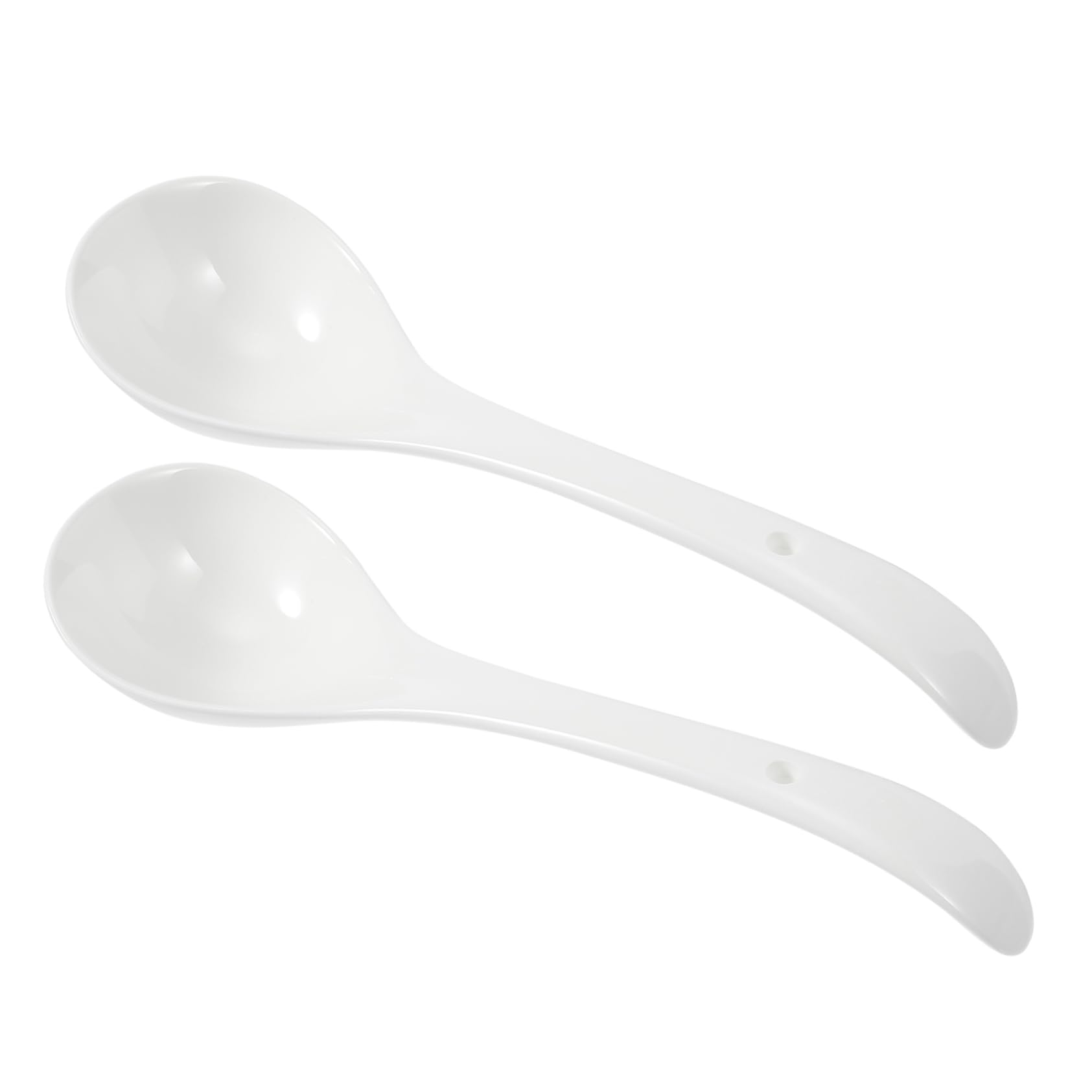 Cabilock 1 Set Extra White Porcelain Soup Spoons Versatile Kitchen Utensils for Serving Soup Porridge Appetizers and Desserts Scratch Resistant Design