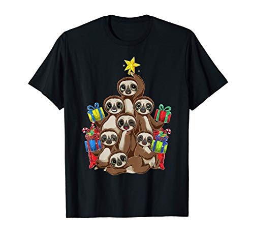 Funny Sloth Christmas Tree Lights Xmas Gift Sloth Lover Camiseta