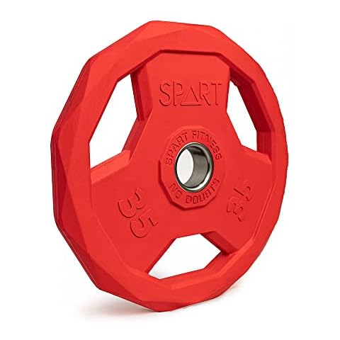 SPART Color Coded Weight Plate 2-Inch Rubber Coated Olympic Grip Plate for Barbell,Solid Cast Iron Weight Plates for Strength Training,Weightlifting,Crossfit,Home Gym, 35LB, Single Cover