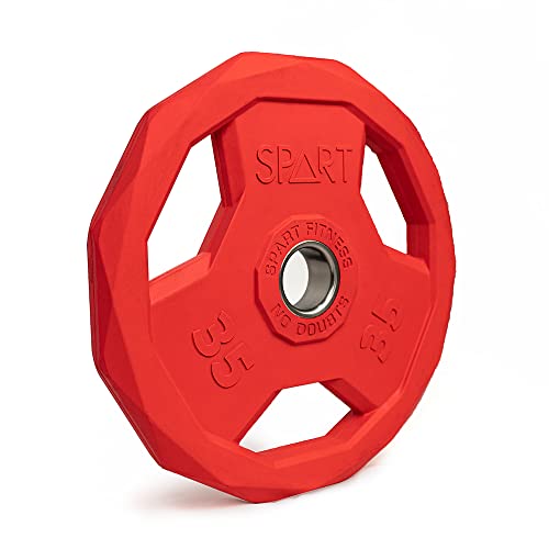 Image of SPART Color Coded Weight Plate 2-Inch Rubber Coated Olympic Grip Plate for Barbell, Solid Cast Iron Weight Plates for Strength Training, Weightlifting, Crossfit, Home Gym, 2.5LB /5LB /10LB /25LB /35LB /45LB, Pair