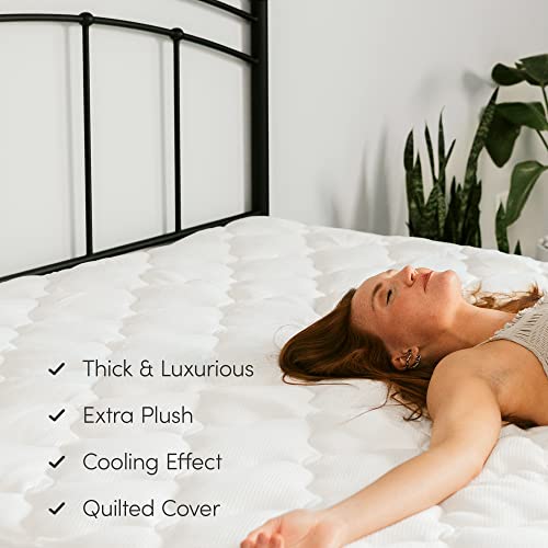 Eluxurysupply Rv Bamboo Mattress Pad | Extra Plush Rayon From Bamboo Cooling Topper For Restful Sleep | Thick Pillowtop Mattress Pad Cover With Fitted Skirt For Rv Camper | Short Queen Rv Size #TOP1