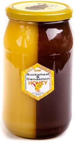 Natural Food Raw Honey - Natural, with no Additives โ Unfiltered, not Spun or Heated โ Pure, Unprocessed Honey โ Authentic Taste โ Buckwheat & Dandelion Honey โ 10 x 1,1kg